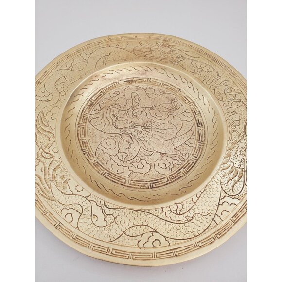 Vintage Brass Plate,small Brass Plate, Carved Trincket Plate, Carved Brass - Picture 4 of 10
